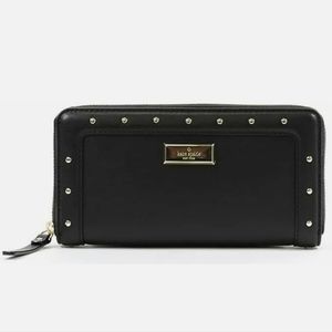 Kate Spade Studded Zip-Around Wallet Black